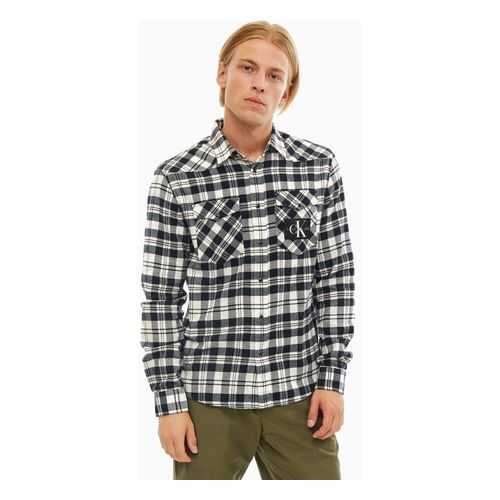 Рубашка мужская Calvin Klein Jeans J30J3.12796.0990 синяя/белая/черная/серая M в Кропп